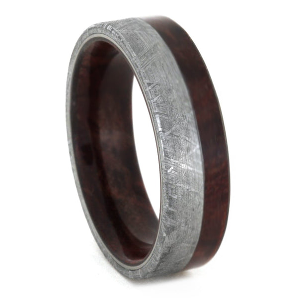 Gibeon Meteorite, Ruby Redwood 7mm Comfort-Fit Band