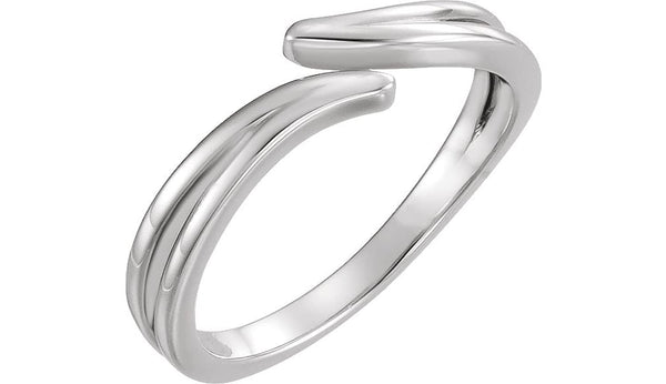Satin-Finish Bypass Ring, Rhodium-Plated 14k White Gold, Size 7