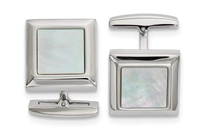 Stainless Steel Mother Of Pearl Square Cuff Links, 20.5x17.01MM