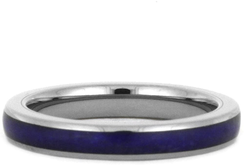 Lapis Lazuli Inlay 3mm Comfort-Fit Titanium Wedding Band, Size 12.5