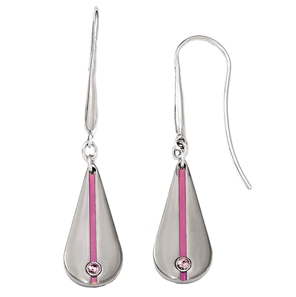 Radiance Collection Gray and Pink Anodized Titanium Pink Sapphire Teardrop Earrings