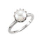 White Freshwater Cultured Pearl Crown Ring, Rhodium-Plated 14k White Gold (7.00-7.50mm)