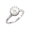 White Freshwater Cultured Pearl Crown Ring, Rhodium-Plated 14k White Gold (7.50-8mm) Size 7