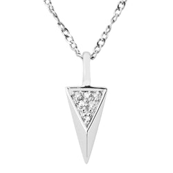 Diamond Contemporary Triangle Pendant Necklace, Rhodium Plated Sterling Silver, 18" (.021 Ctw)