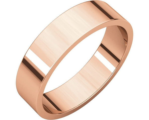 10k Rose Gold 5mm Slim-Profile Flat Band, Size 4