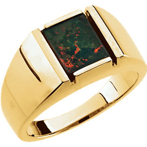 Men's Bloodstone 14k Yellow Gold Ring, Size 11
