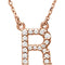 14k Rose Gold Diamond Initial 'R' 1/6 Cttw Necklace, 16" (GH Color, I1 Clarity)