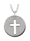 Pierced Cross Disc Sterling Silver Pendant Necklace, 16-18" (12X12 MM)