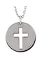 Pierced Cross Disc Rhodium-Plated 14k White Gold Pendant Necklace, 16-18" (12X12 MM)