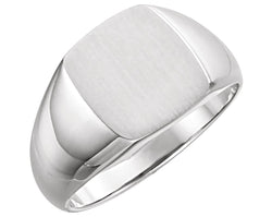 Men's Sterling Silver Brushed Signet Ring (13x12mm)