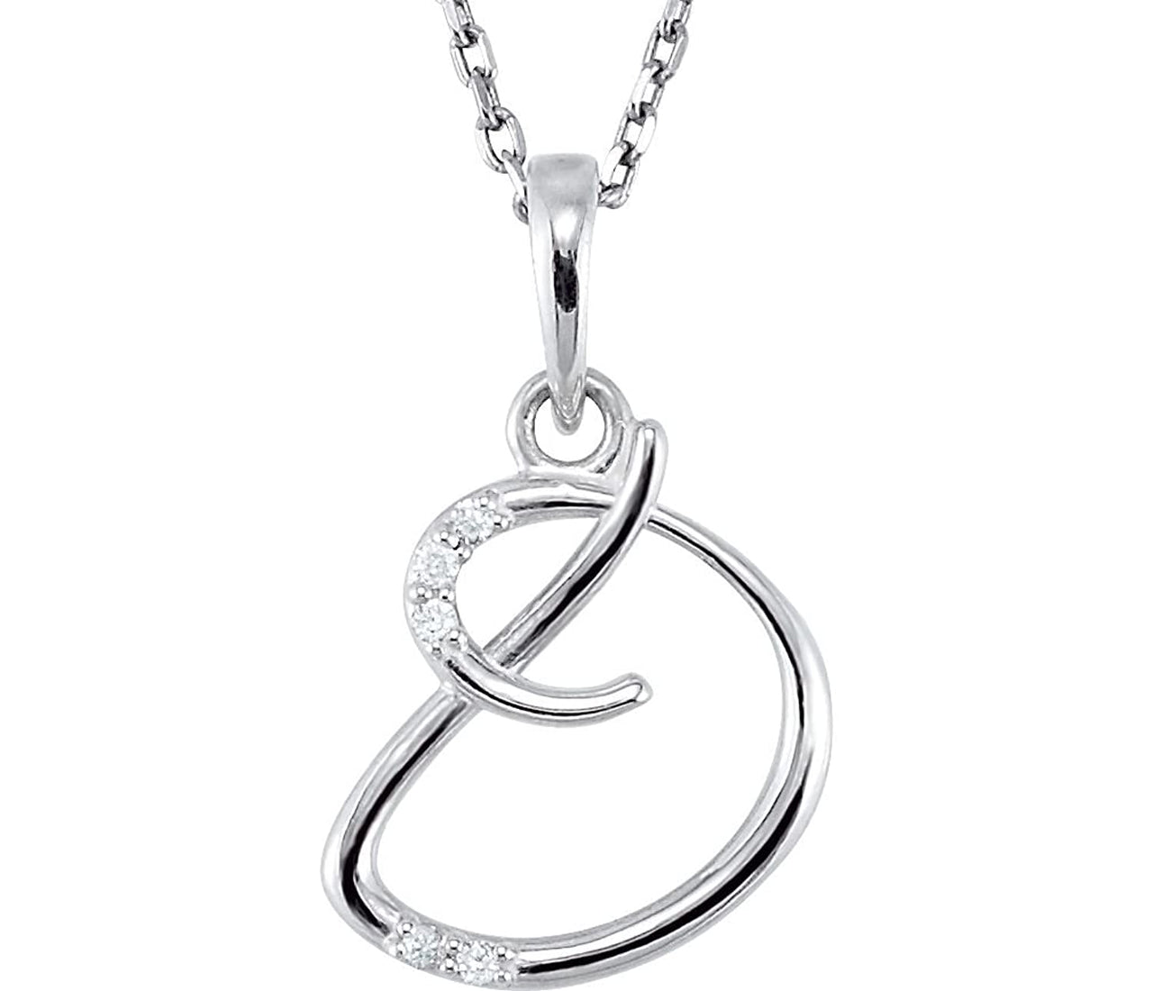 5-Stone Diamond Letter 'D' Initial Sterling Silver Pendant Necklace, 18" (.03 Cttw, GH, I2)