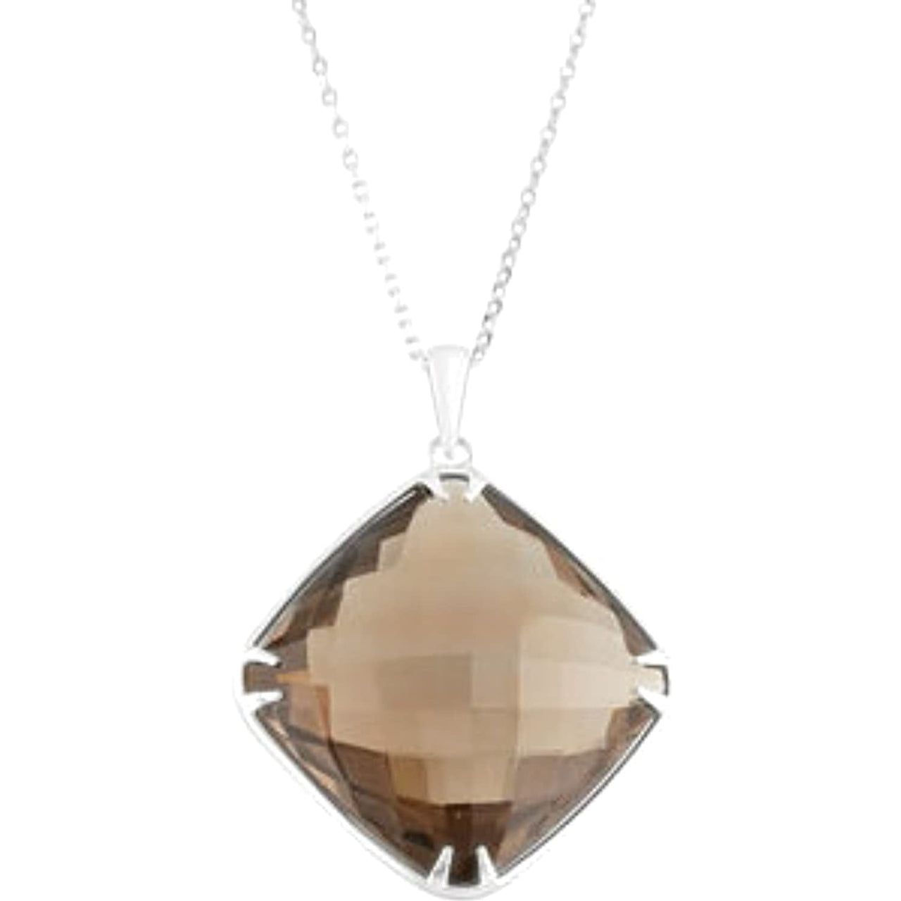 Honey Quartz Antique Square Sterling Silver Necklace, 18"