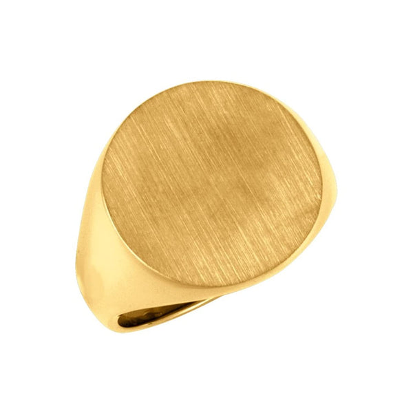 Men's 10k Yellow Gold 18mm Solid Back Round Signet Ring