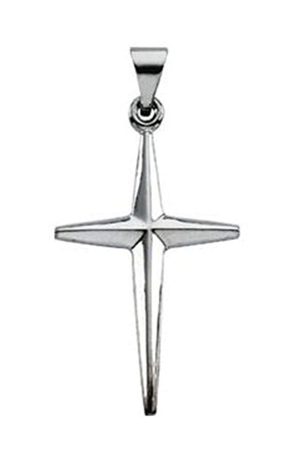 The Men's Jewelry Store Star Cross Rhodium-Plated 14k White Gold Pendant (27.00X17.50 MM)