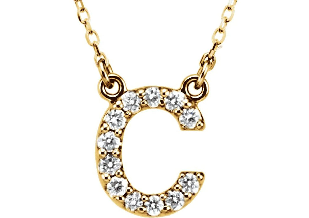 14k Yellow Gold Diamond Initial 'C' 1/6 Cttw Necklace, 16" (GH Color, I1 Clarity)