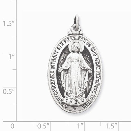 Sterling Silver Antiqued Miraculous Medal (36X20MM)