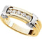 Men's 5-Stone Diamonds Two-Tone 7mm 14k Yellow and White Gold Ring, Size 11