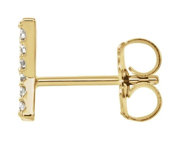 14k Yellow Gold Gold Diamond Letter 'Y' Initial Stud Earring (Single Earring) (.04 Ctw, GH Color, I1 Clarity)