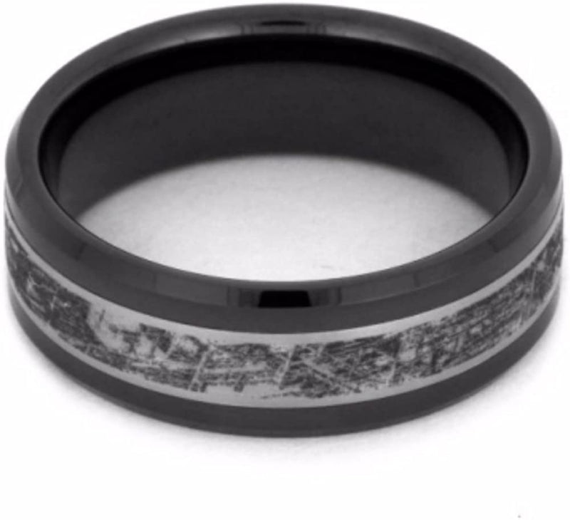 The Men's Jewelry Store (Unisex Jewelry) Black Ceramic, Mimetic Meteorite 8mm Comfort-Fit Matte Titanium Wedding Band