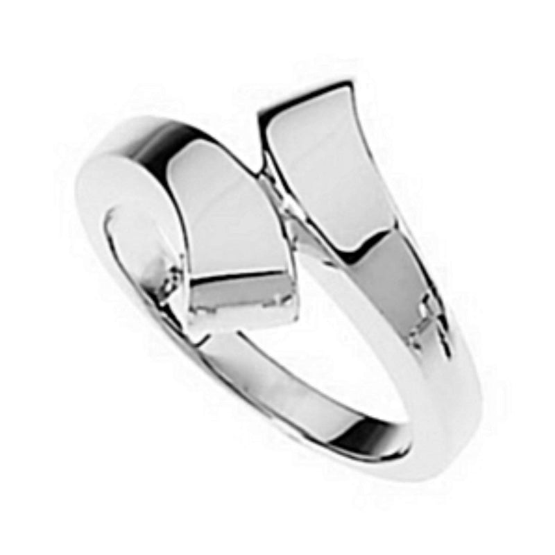 Free Form Bypass 15mm Semi-Polished 14k White Gold Ring, Size 6
