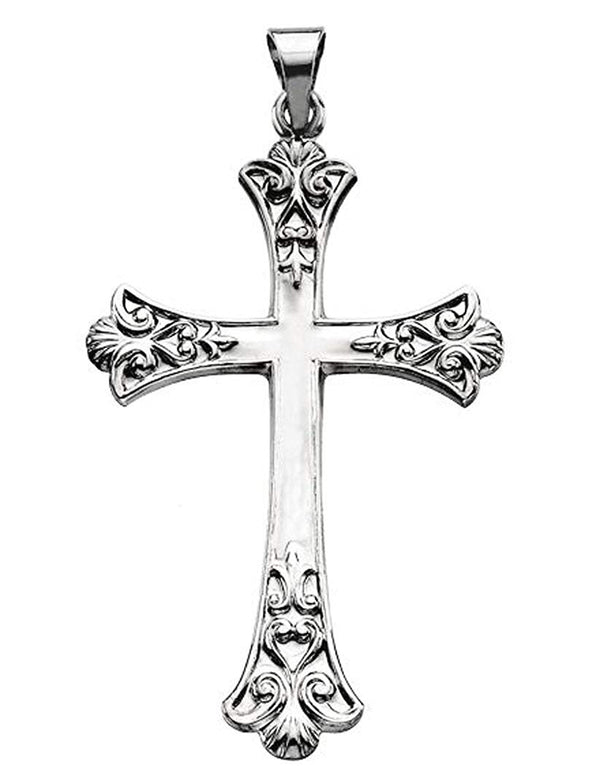 Men's Platinum Fleur de Lis Cross Pendant