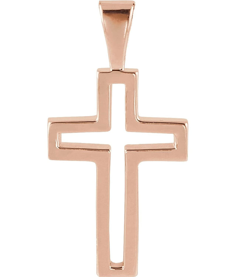 Catholic Cross 14k Rose Gold Pendant (13.5x9.5MM)