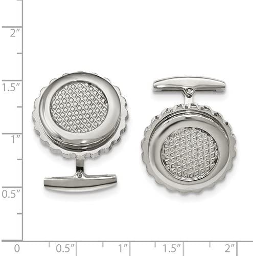 Stainless Steel Textured Round Cuff Links