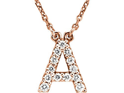 14k Rose Gold Diamond Initial 'A' 1/6 Cttw Necklace, 16" (GH Color, I1 Clarity)