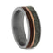 The Men's Jewelry Store (Unisex Jewelry) Deer Antler, Koa Wood, 14k Rose Gold 7mm Matte Comfort-Fit Titanium Band