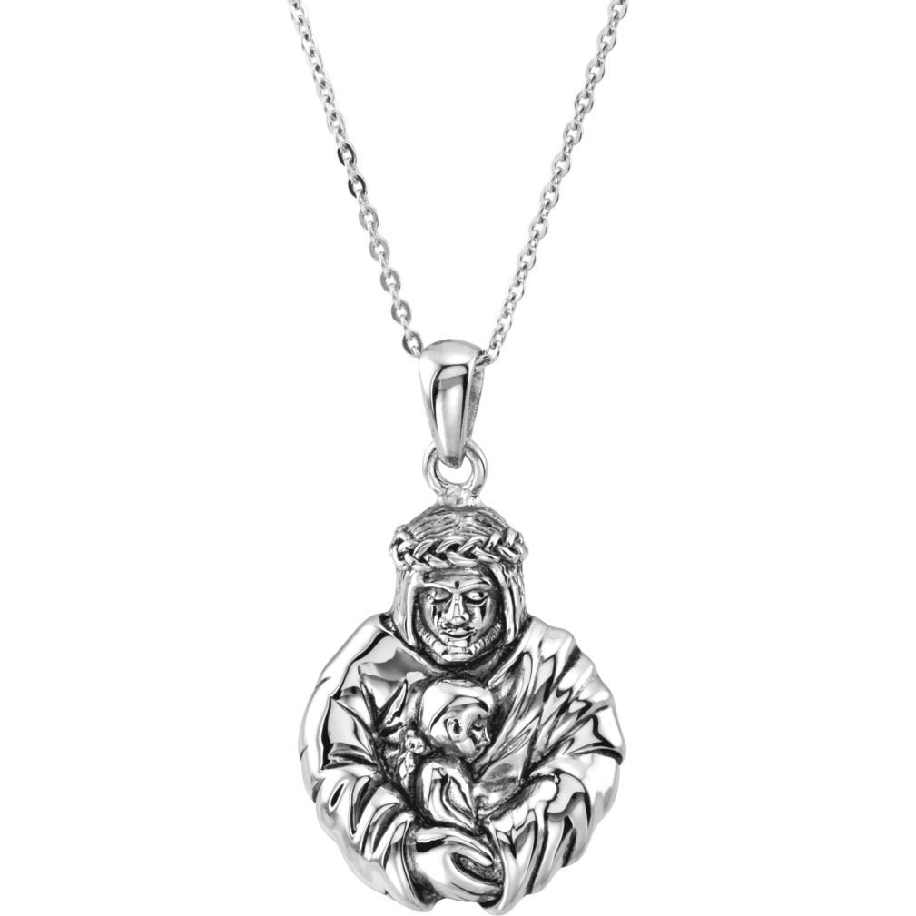 Mom's Prayer for Daughters 'God's Embrace of Love' Rhodium-Plate Sterling Necklace, 18"