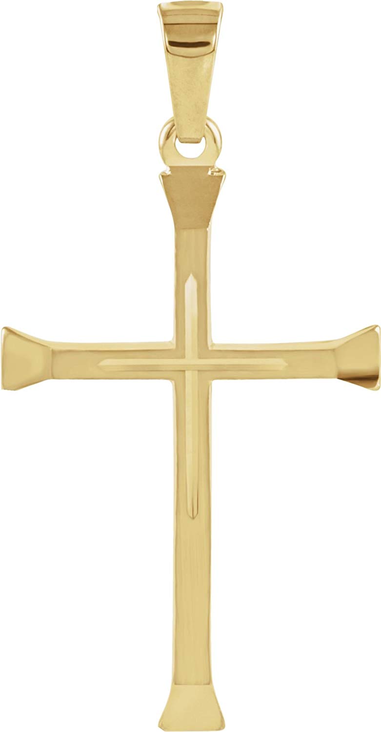 Embossed Cross 14k Yellow Gold Pendant