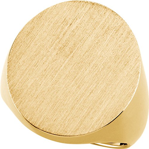 Men's 10k Yellow Gold Solid Brush Finish Round Flat-Top Signet Ring