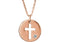 Diamond Pierced Cross Disc Pendant Necklace in 14k Rose Gold (.03 Ctw, Color G-H, Clarity I1)