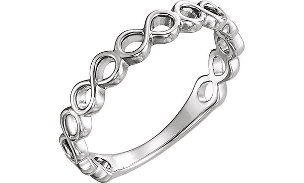 Infinity-Inspired Stackable Ring, Rhodium-Plated 14k White Gold