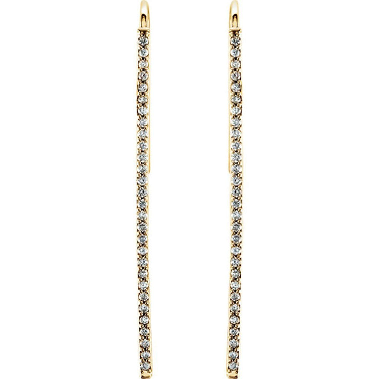 Diamond Vertical Bar Earrings, 14k Yellow Gold (1/4 Ctw, Color H+, Clarity I1)