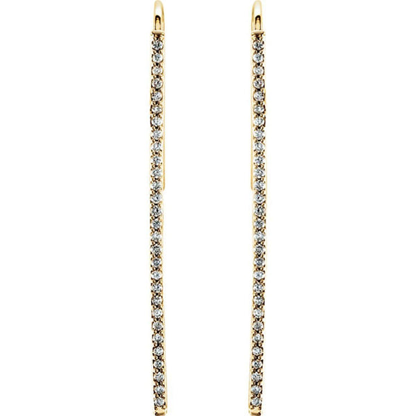 Diamond Vertical Bar Earrings, 14k Yellow Gold (1/4 Ctw, Color H+, Clarity I1)