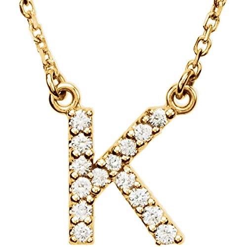 14k Yellow Gold Diamond Initial 'K' 1/8 Cttw Necklace, 16" (GH Color, I1 Clarity)