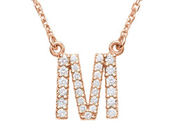 14k Rose Gold Diamond Initial 'M' 1/5 Cttw Necklace, 16" (GH Color, I1 Clarity)