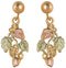 Dangling Grape Leaf Earrings, 10k Yellow Gold, 12k Green and Rose Gold Black Hills Gold Motif