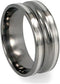 Grooved Titanium and Sterling Silver 8mm Comfort Fit Band, Size 8