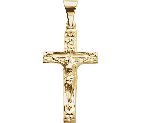 Embossed Crucifix 14k Yellow Gold Pendant (20X12MM)