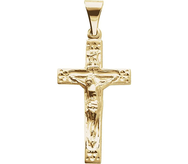 Embossed Crucifix 14k Yellow Gold Pendant (20X12MM)