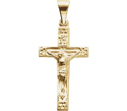 Embossed Crucifix 14k Yellow Gold Pendant (23.50X14MM)
