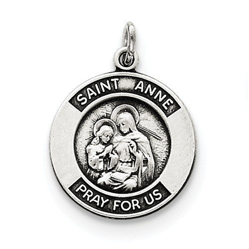 Sterling Silver Antiqued Saint Anne Medal (26X21MM)