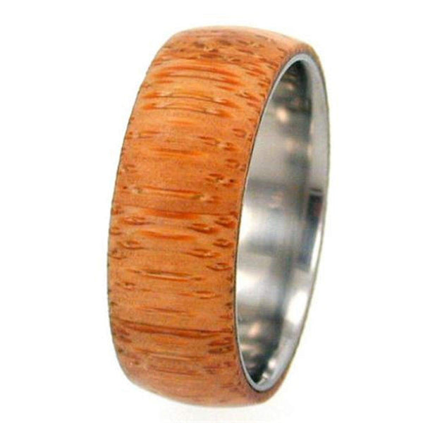 Bamboo Wood 8mm Comfort Fit Titanium Wedding Band, Size 13