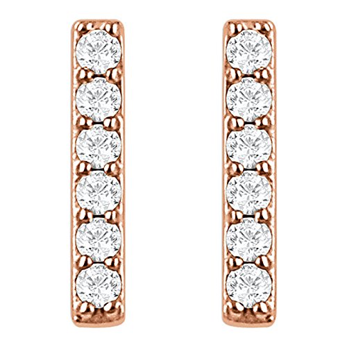 Diamond Vertical Bar Earrings, 14k Rose Gold (1/10 Ctw, Color H+, Clarity I1)