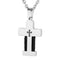 Men's Braided Wire and Black CZ Cross Pendant Necklace, Stainless Steel, 24"