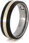 Diamond, 14k Yellow Gold, Buckeye Burl 6mm Comfort-Fit Titanium Wedding Band, Size 8.25