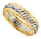 14k White Gold 6mm Two-Tone Milgrain Comfort-Fit Band, Size 5.75