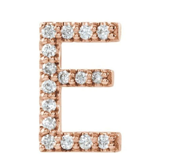 14k Rose Gold Diamond Letter 'E' Initial Stud Earring (Single Earring) (.06 Ctw, GH Color, l1 Clarity)